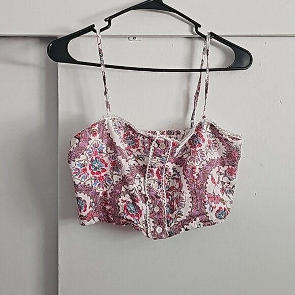 Set DRA Los Angeles cottonlinen floral button smocked long crop and midi skirt - Picture 2 of 10